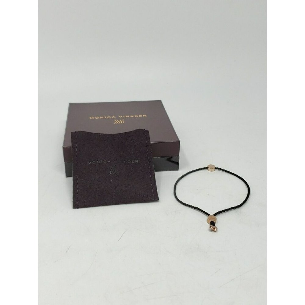 MONICA VINADER Friendship Diamond‎ BRACELET Rose Gold Vermeil Black Cord w/ box